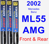 Front & Rear Wiper Blade Pack for 2002 Mercedes-Benz ML55 AMG - Vision Saver