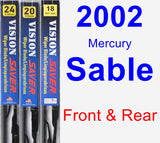 Front & Rear Wiper Blade Pack for 2002 Mercury Sable - Vision Saver