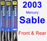 Front & Rear Wiper Blade Pack for 2003 Mercury Sable - Vision Saver