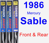 Front & Rear Wiper Blade Pack for 1986 Mercury Sable - Vision Saver