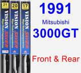 Front & Rear Wiper Blade Pack for 1991 Mitsubishi 3000GT - Vision Saver