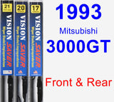 Front & Rear Wiper Blade Pack for 1993 Mitsubishi 3000GT - Vision Saver