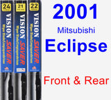Front & Rear Wiper Blade Pack for 2001 Mitsubishi Eclipse - Vision Saver
