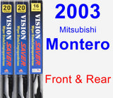 Front & Rear Wiper Blade Pack for 2003 Mitsubishi Montero - Vision Saver