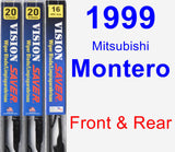 Front & Rear Wiper Blade Pack for 1999 Mitsubishi Montero - Vision Saver