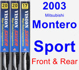 Front & Rear Wiper Blade Pack for 2003 Mitsubishi Montero Sport - Vision Saver