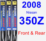 Front & Rear Wiper Blade Pack for 2008 Nissan 350Z - Vision Saver