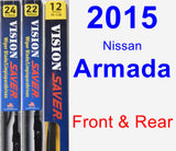 Front & Rear Wiper Blade Pack for 2015 Nissan Armada - Vision Saver
