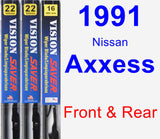 Front & Rear Wiper Blade Pack for 1991 Nissan Axxess - Vision Saver