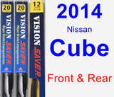 Front & Rear Wiper Blade Pack for 2014 Nissan Cube - Vision Saver