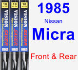 Front & Rear Wiper Blade Pack for 1985 Nissan Micra - Vision Saver