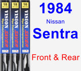 Front & Rear Wiper Blade Pack for 1984 Nissan Sentra - Vision Saver