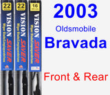 Front & Rear Wiper Blade Pack for 2003 Oldsmobile Bravada - Vision Saver