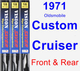 Front & Rear Wiper Blade Pack for 1971 Oldsmobile Custom Cruiser - Vision Saver