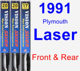 Front & Rear Wiper Blade Pack for 1991 Plymouth Laser - Vision Saver