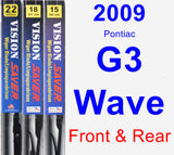 Front & Rear Wiper Blade Pack for 2009 Pontiac G3 Wave - Vision Saver