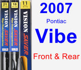 Front & Rear Wiper Blade Pack for 2007 Pontiac Vibe - Vision Saver