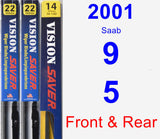 Front & Rear Wiper Blade Pack for 2001 Saab 9-5 - Vision Saver