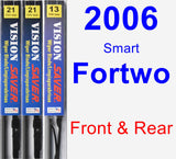 Front & Rear Wiper Blade Pack for 2006 Smart Fortwo - Vision Saver