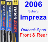 Front & Rear Wiper Blade Pack for 2006 Subaru Impreza - Vision Saver