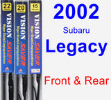 Front & Rear Wiper Blade Pack for 2002 Subaru Legacy - Vision Saver