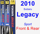 Front & Rear Wiper Blade Pack for 2010 Subaru Legacy - Vision Saver