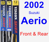 Front & Rear Wiper Blade Pack for 2002 Suzuki Aerio - Vision Saver