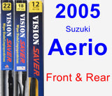 Front & Rear Wiper Blade Pack for 2005 Suzuki Aerio - Vision Saver