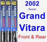 Front & Rear Wiper Blade Pack for 2002 Suzuki Grand Vitara - Vision Saver