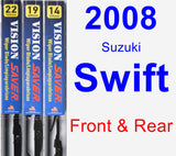 Front & Rear Wiper Blade Pack for 2008 Suzuki Swift - Vision Saver