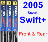 Front & Rear Wiper Blade Pack for 2005 Suzuki Swift+ - Vision Saver