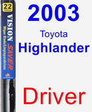 Driver Wiper Blade for 2003 Toyota Highlander - Vision Saver