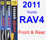 Front & Rear Wiper Blade Pack for 2011 Toyota RAV4 - Vision Saver