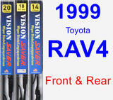 Front & Rear Wiper Blade Pack for 1999 Toyota RAV4 - Vision Saver