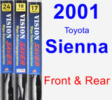 Front & Rear Wiper Blade Pack for 2001 Toyota Sienna - Vision Saver