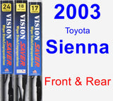 Front & Rear Wiper Blade Pack for 2003 Toyota Sienna - Vision Saver