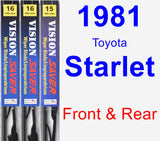 Front & Rear Wiper Blade Pack for 1981 Toyota Starlet - Vision Saver