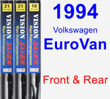 Front & Rear Wiper Blade Pack for 1994 Volkswagen EuroVan - Vision Saver