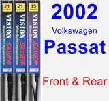 Front & Rear Wiper Blade Pack for 2002 Volkswagen Passat - Vision Saver