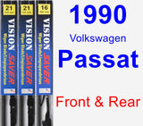 Front & Rear Wiper Blade Pack for 1990 Volkswagen Passat - Vision Saver