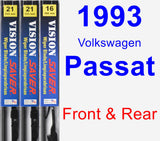 Front & Rear Wiper Blade Pack for 1993 Volkswagen Passat - Vision Saver