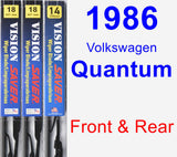 Front & Rear Wiper Blade Pack for 1986 Volkswagen Quantum - Vision Saver