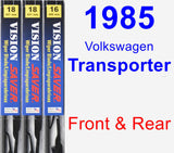 Front & Rear Wiper Blade Pack for 1985 Volkswagen Transporter - Vision Saver