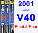 Front & Rear Wiper Blade Pack for 2001 Volvo V40 - Vision Saver