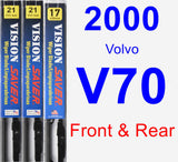 Front & Rear Wiper Blade Pack for 2000 Volvo V70 - Vision Saver