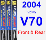 Front & Rear Wiper Blade Pack for 2004 Volvo V70 - Vision Saver