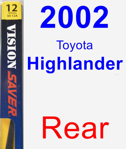 Rear Wiper Blade for 2002 Toyota Highlander - Rear