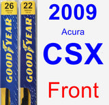 Front Wiper Blade Pack for 2009 Acura CSX - Premium