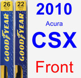 Front Wiper Blade Pack for 2010 Acura CSX - Premium