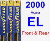 Front & Rear Wiper Blade Pack for 2000 Acura EL - Premium